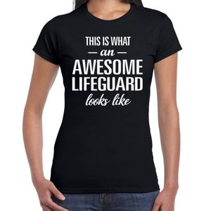 Awesome lifeguard / geweldige strandwacht cadeau t-shirt zwart voor dames