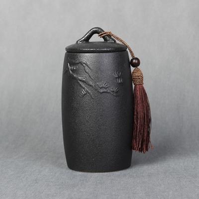 Losse piek patroon steengoed thee blikken opslagtanks keramische thee set theeceremonie accessoires (zwart)