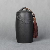 Losse piek patroon steengoed thee blikken opslagtanks keramische thee set theeceremonie accessoires (zwart)