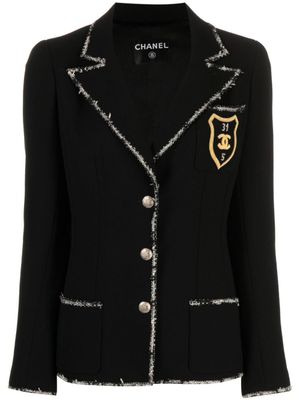 CHANEL Pre-Owned blazer Emblem à bords en tweed (2005) - Noir