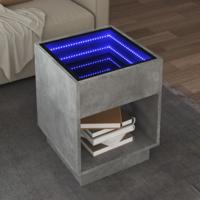 Salontafel met Infinity LED 40x40x50 cm betongrijs