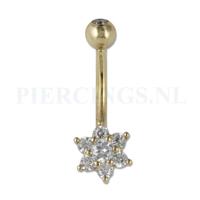 Navelpiercing goud 14 karaat bloem