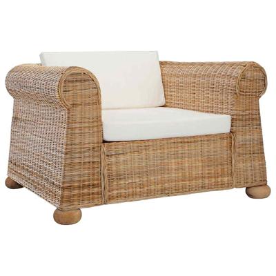 Fauteuil met kussens natuurlijk rattan