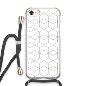 Zwart-witte kubussen: iPhone 7 Transparant Hoesje met koord