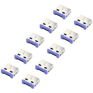 Renkforce RF-4695230 USB-A-poortslot Set van 10 stuks Zilver-blauw