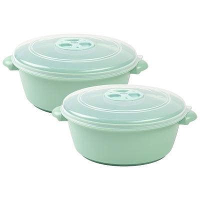 PlasticForte Magnetronschaal met deksel/ventiel - 2x - 1L - lichtgroen - kunststof - BPA vrij PlasticForte Magnetronschaal met deksel/ventiel - 2x - 1L - lichtgroen - kunststof - BPA vrij
