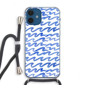 Blauwe golven: iPhone 12 mini Transparant Hoesje met koord