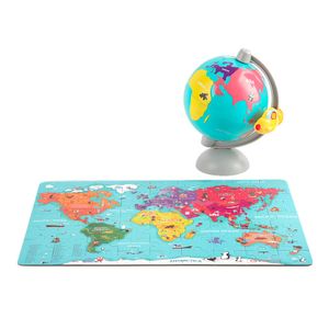 Topbright Houten Legpuzzel Wereldkaart met Wereldbol, 63st.