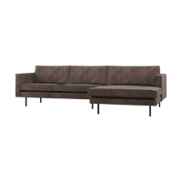 WOOOD Rodeo bank chaise longue rechts ribstof Bruin