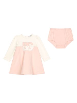 Dolce & Gabbana Kids robe en coton à logo appliqué - Rose