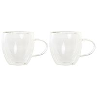 Koffieglazen/theeglazen dubbelwandig - set 2x - cappuccino glazen - 250 ml