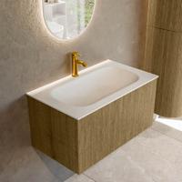Badmeubel Mondiaz Kurve | 80 cm cm | Meubelkleur Dusk | Wastafelkleur Talc | Solid surface | Wasbak midden spoelbak | 1 kraangat