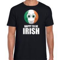 Ierland emoticon Happy to be Irish landen t-shirt zwart heren - thumbnail