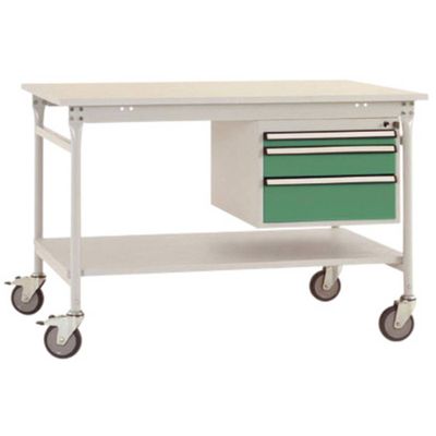 Manuflex BB5361.6011 Compleet bijzettafel basismobiel met melamine schijf + behuizing onderbouw, bxdxh: 1000 x 800 x 850 mm Reseda groen (RAL 9010) Manuflex BB5361.6011 Compleet bijzettafel basismobiel met melamine schijf + behuizing onderbouw, bxdxh: 1000 x 800 x 850 mm Reseda groen (RAL 9010)