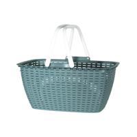 Wasmand met hengsels - groen/wit - 26 liter - L43 x B30 x H21 cm