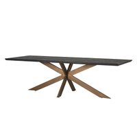 Richmond Eettafel Blackbone Eiken en Brass, 260 x 100cm - Zwart - thumbnail