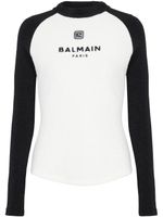 Balmain haut en maille à logo brodé - Blanc