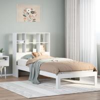 Bed met boekenkast zonder matras grenenhout wit 90x200 cm