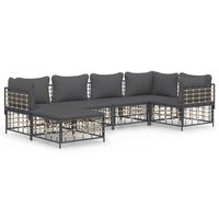 The Living Store Loungeset - Antraciet - Hoekbank - 72 x 72 x 66 cm - Weerbestendig poly rattan - thumbnail