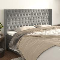 Hoofdbord met randen 183x16x118/128 cm fluweel lichtgrijs