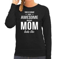 Awesome new mom sweater / trui zwart voor dames - Cadeau aanstaande moeder/ zwanger - thumbnail