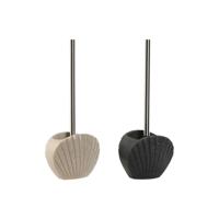 Toiletborstel Home ESPRIT Grijs Crème Hars Roestvrij staal 13,5 X 10 X 37 cm (2 Stuks)