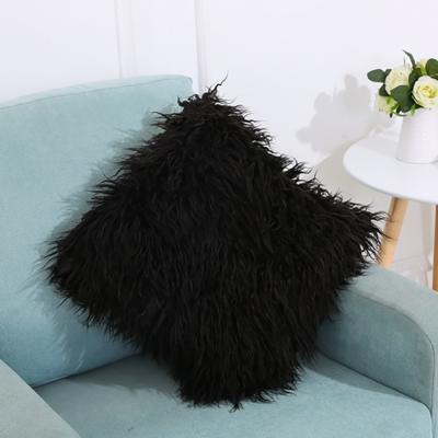 Fluweel lang pluche kussen dekken populaire vierkant harige Cover Home Bed kamer decoratie kussensloop grootte: 45 x 45cm(Black)