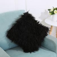 Fluweel lang pluche kussen dekken populaire vierkant harige Cover Home Bed kamer decoratie kussensloop grootte: 45 x 45cm(Black)