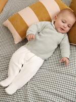 Babypakje 3-delige set in effen tricot vestje + babyslaappakje + body saliegroen