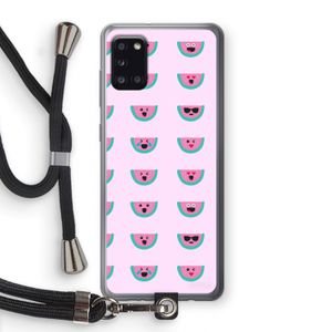 Smiley watermeloenprint: Samsung Galaxy A31 Transparant Hoesje met koord