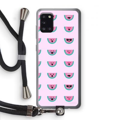 Smiley watermeloenprint: Samsung Galaxy A31 Transparant Hoesje met koord