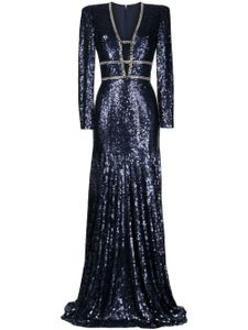 Jenny Packham robe longue Celestia à ornements en cristal - Bleu