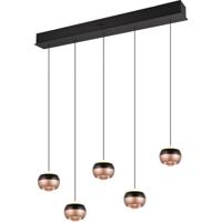 LED Hanglamp - Trio Select Orbit - 5 Lichtpunten van 8 Watt - Rechthoek - Dimbaar - Aanpasbare Lichtkleur - Hoogte Aanpasbaar zonder Contragewicht - Mat Zwart - Metaal