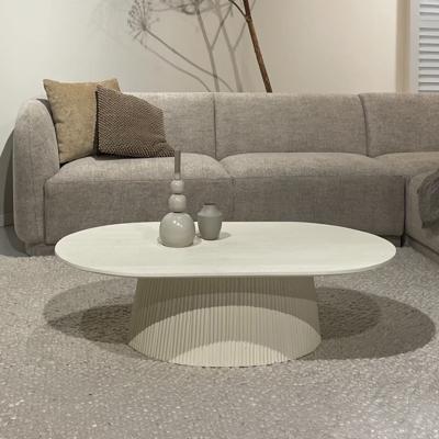Livingfurn Ovale Salontafel 'Patrice' Mangohout, 120 x 70cm, kleur Ivoor