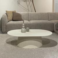 Livingfurn Ovale Salontafel 'Patrice' Mangohout, 120 x 70cm, kleur Ivoor