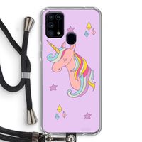 Roze eenhoorn: Samsung Galaxy M31 Transparant Hoesje met koord