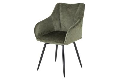 Draaistoel AVIGNON 360° met armleuningen chenille stof groen en zwarte poten - 46472