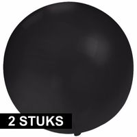 2x Ronde zwarte ballonnen 60 cm groot - thumbnail