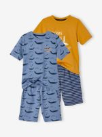 Set van 2 Oeko-Tex® pyjama's voor jongens met walvissen set mosterd en blauw - thumbnail