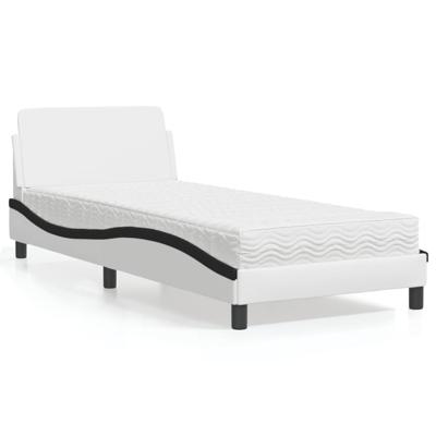 Bed met matras "Dover" kunstleer zwart en wit 80x200 cm