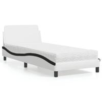 Bed met matras "Dover" kunstleer zwart en wit 80x200 cm