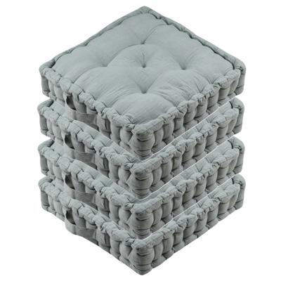 Stof Textile Vloerkussen Maxime - 4x - lichtgroen - katoen - 45 x 45 x 10 cm - vierkant - Extra dik