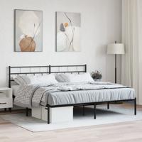 Bedframe met hoofdbord metaal zwart 180x200 cm