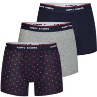 Happy Shorts Happy Shorts 3-Pack Boxershorts Heren Hartjes Blauw/Grijs - thumbnail