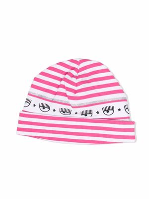 Chiara Ferragni Kids bonnet à rayures - Rose