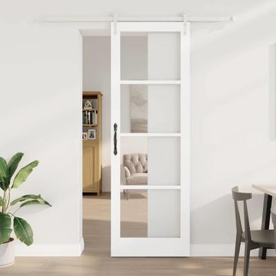 Schuifdeur met hardware set wit 78x232 cm massief vurenhout