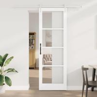Schuifdeur met hardware set wit 78x232 cm massief vurenhout