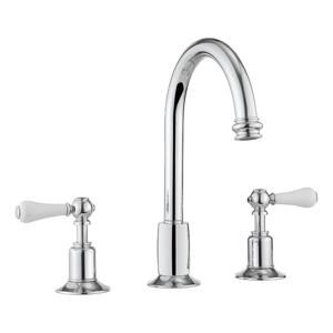 Crosswater Belgravia Wastafelkraan - hoog - 3 gats - witte grepen - waste - chroom BL135DPC_LV