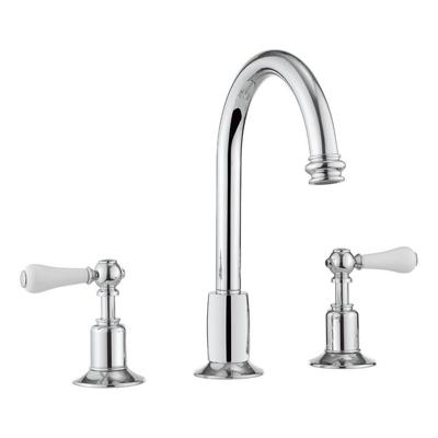 Crosswater Belgravia Wastafelkraan - hoog - 3 gats - witte grepen - waste - chroom BL135DPC_LV