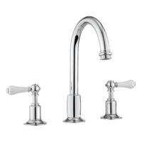Crosswater Belgravia Wastafelkraan - hoog - 3 gats - witte grepen - waste - chroom BL135DPC_LV